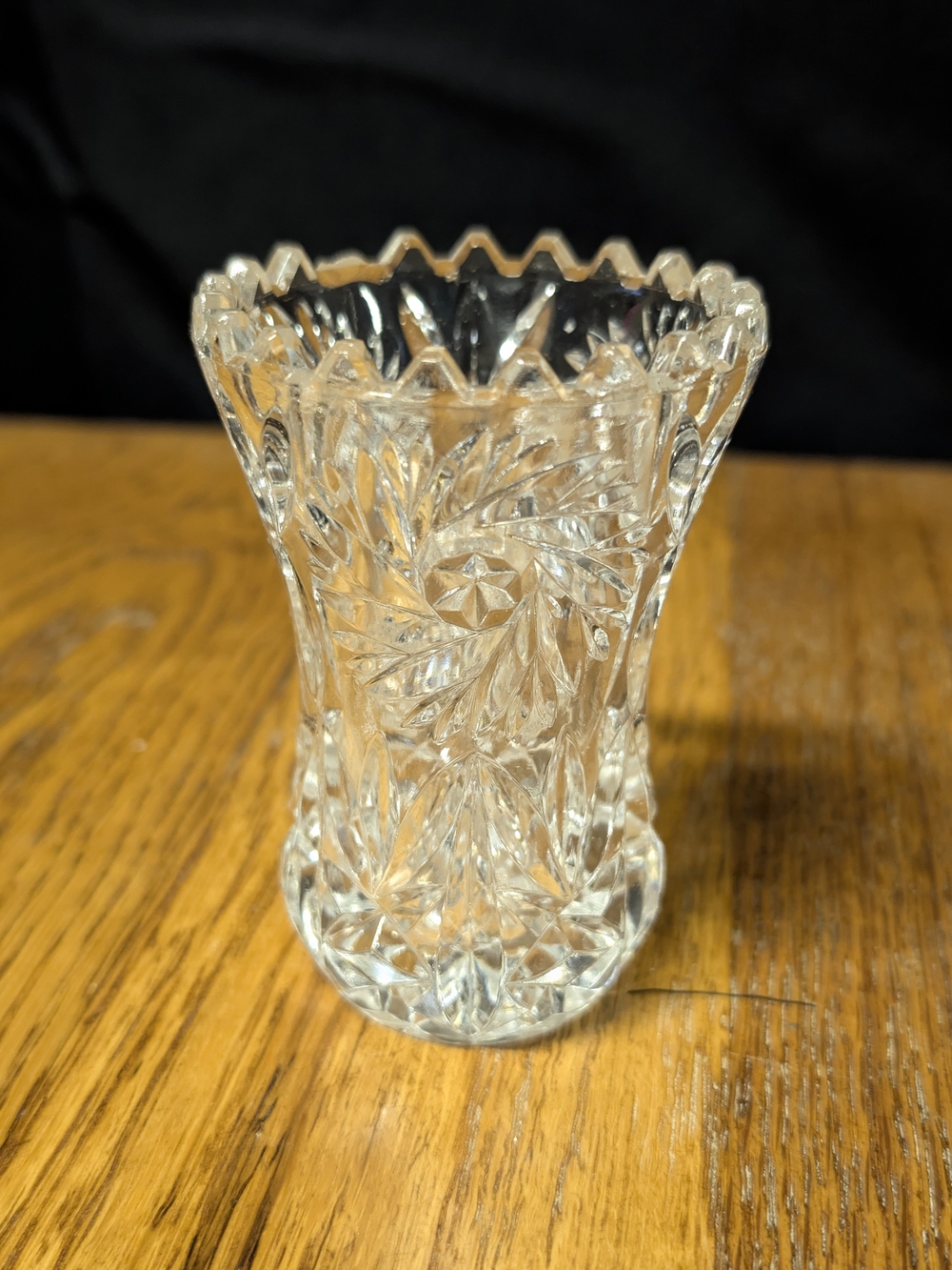 Small Crystal Bud Vase with Scalloped Rim